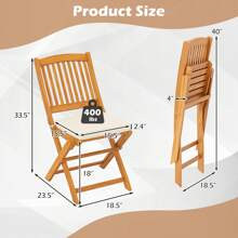 Lifezeal Outdoor Folding Chairs Set Of 2 Acacia Wood High-Back Chair With Seat Cushions Beige/Red/Navy - 米色 - 查看 3