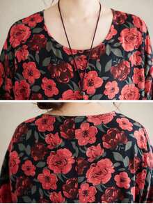 Topy, Topy, Czeskie Sukienki Damskie Casual, 2025 Lato Nowe Okrągłe Dekolty Nadruk Mankiety Luźne Przewiewne Spódnice, Casualowe Sukienki Na Plażę Z Krótkim Rękawem