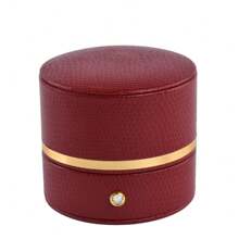 1pcs PU Leather Round Jewelry Box Ring Box Gift Box Earring Necklace Gift Box Multifunctional Jewelry Box, Suitable For Engagement Proposal Marriage (Size: 6*5.5*5.5cm)