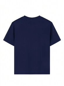 1 pieza Camiseta de béisbol de manga corta con estampado de oso para niño preadolescente, apta para el verano