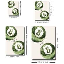 1/2pcs Unframed Green Cheetah Lucky 8 Pool Ball Y2K Preppy Art Poster Aesthetic Coquette Girly Room Decor Funky Painting Canvas Print Minimalist Wall Picture For Dorm,College Apartment,Living Room,Bedroom,Modern Home Decoration