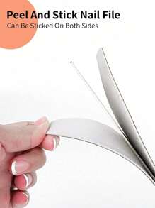 klimonla 10/30pcs Nail Files, Manicure Sanding Strips, Metal Sheets, Self-Adhesive, Replaceable Half-Moon Nail Files, Edge Trimming & Polishing Strips, For Nail Polish, Washable Polishing Strips - Grey - View 3