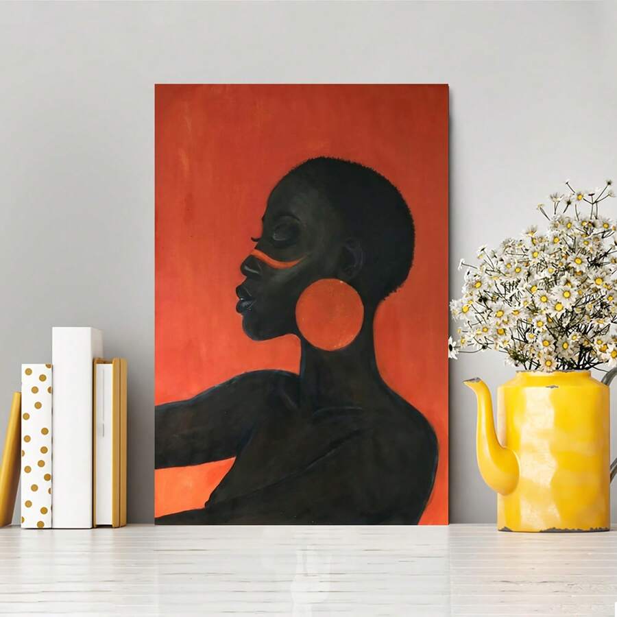 Confident African Women Retro Style Wood Frame Canvas Painting-1 Pc Wooden Framed Canvas Painting -  Thickness 2.25cm/0.9inch,Valentine's Day Decorations At Home,Valentine's Day,New Year,Home Gift Decoration, Room Decoration Aesthetic, Wall Decoration Art, Perfect Gift, Autumn And Winter Wall Decoration, Living Room Decoration, Bedroom Decoration, Kitchen Decoration, Entry Decoration, Bathroom Decoration, Direct Wall Painting, High Quality Wall Painting Poster ,Easter  Easter Decorations For Women - Multicolor - View 1