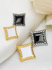 10pcs/Pack Metallic Texture Square Shiny Button, For Coat, Windbreaker, Shirt, Sweater, Suit, Cardigan, Jacket, Delicate Sewing DIY Accessory