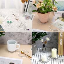 5PCS Clear Glass Candle Tray Glass Pillar Candle Holder Tray, Clear Glass Candle Coaster Holder Pillar Candle Small Round Candle Tray Modern Candle Center Decoration For Table Wedding - Multicolor - View 5