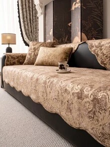 1pc Premium Luxurious Gold Floral Pattern Sofa Slipcover, Non-Slip Home Decor Sofa Cushion Cover, Suitable For Home, Bedroom, Living Room, Office Gifts Birthday Graduation Sofa Cover Couch Cover Sofa Covers Room Decor Living Room Decor