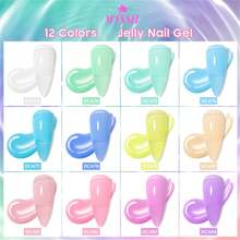 Mtssii Macaron Jelly Gel Nail Polish Blue Crystal Translucent Candy Color Semi Permanent Varnish Nail Art Soak Off UV LED Gel Polish For Summer Manicure Home Salon