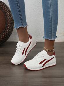 Nuevos tenis de mujer para primavera/otoño de estilo urbano, con plataforma, respirables, de color block y suela vulcanizada para uso casual