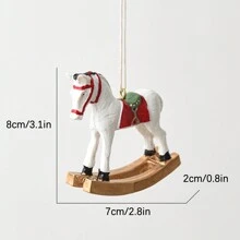 Horse Ornaments For Christmas Tree Cute Rocking Horse Figurines Hanging Ornaments For Home - White - View 4