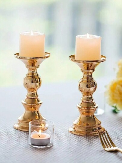 1 pieza Soporte de vela simple, artesanía de hierro moderno y estable, adorno de vela de hierro, accesorio de candelabro de boda hecho a mano