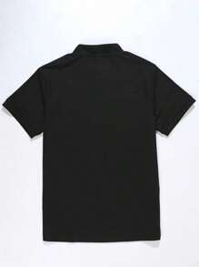 Camiseta Hombre Botón Cuello Henley Polo Deportivo - Negro - Ver 4