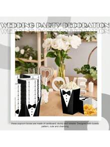 12/24/50/100 件燕尾服爆米花袋、燕尾服套装爆米花袋、黑色领带衬衫图案爆米花袋，适合派对用品 - 彩色 - 查看 5