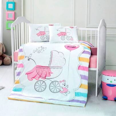  Set ropa de cuna 3 piezas de Chipolino-Pink-hearts