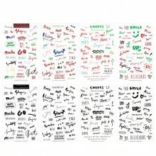 16/8pcs Cartoon Cute English Letter & Popular Phrase PVC Stickers For DIY Scrapbook, Diary Decoration, Transparent Sticker