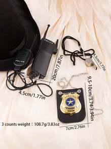 3件装 COSPLAY 仿真警察套装 对讲机眼镜 金属徽章 游戏装扮化妆派对装扮