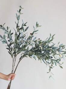 1/2pcs Artificial Gray-Green Olive Leaf Branch 40.5" Faux Spring Flower Artificial Wedding Greenery Fake Plant Home/Kitchen Decoration DIY Florals Centerpieces Arrangement Gift