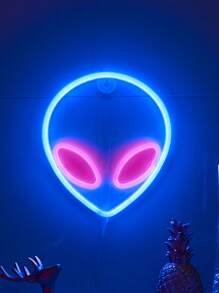 1个带挂钩的LED外星人/火箭/行星霓虹灯，可壁挂，USB和电池供电，土星霓虹灯，适用于儿童房、卧室、墙面、派对、宿舍、游戏室、婚礼装饰，也是送给朋友或孩子的绝佳生日礼物 - 白色 - 查看 4