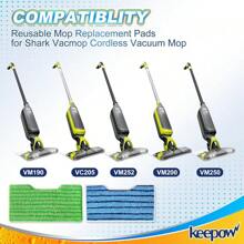 Reusable Vacmop Replacement Pads Compatible With Shark Vac Mop VM252 VM200 VC205 VM250 /QM250 VM190 VM200P12, Washable Vacuum Mop Pad Refills, Upgraded Design Of Dirt Chamber (1+2+2+2 Pads) - Green - View 3