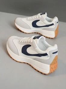 New Fashion Women Platform Shoes, Breathable Color Block Casual Comfortable Increase Height Sneakers, Suitable For Streetwear, Spring/Autumn - Milan - View 2