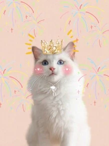 1pc Pet Birthday Crown Hat, Cat Birthday Crown Hat, Dog Birthday Crown Hat, Cat & Dog Pearl Crown Hat