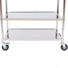 YUNRUX 3 Shelves Serving Trolley Stainless Steel Tea Trolley Kitchen Trolley Gastro Serving Aid 4 Wheels Service Trolley Clearing Trolley Up To 120 Kg - Silver - View 8
