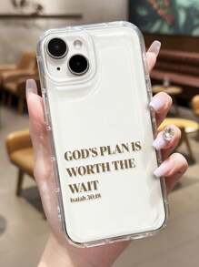 1 件简约口号和上帝图形防滑软手机壳，适用于 11/12/13/14/15/16 Pro Max 防水防震防摔防刮 - 彩色 - 查看 1