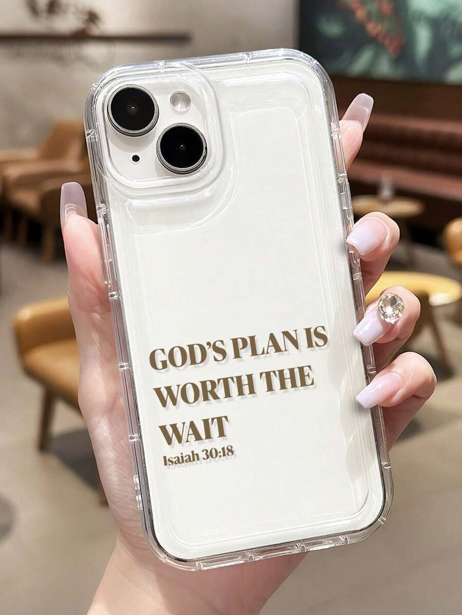 1 件简约口号和上帝图形防滑软手机壳，适用于 11/12/13/14/15/16 Pro Max 防水防震防摔防刮 - 彩色 - 查看 1