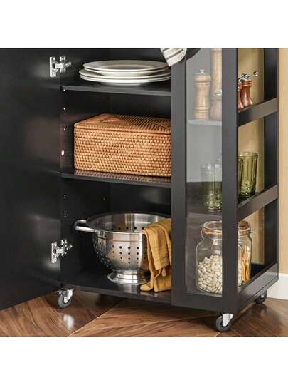 SoBuy FKW75 SCH, Kitchen Storage Trolley Serving Cabinet Tier Side Shelves, Zwart view 6