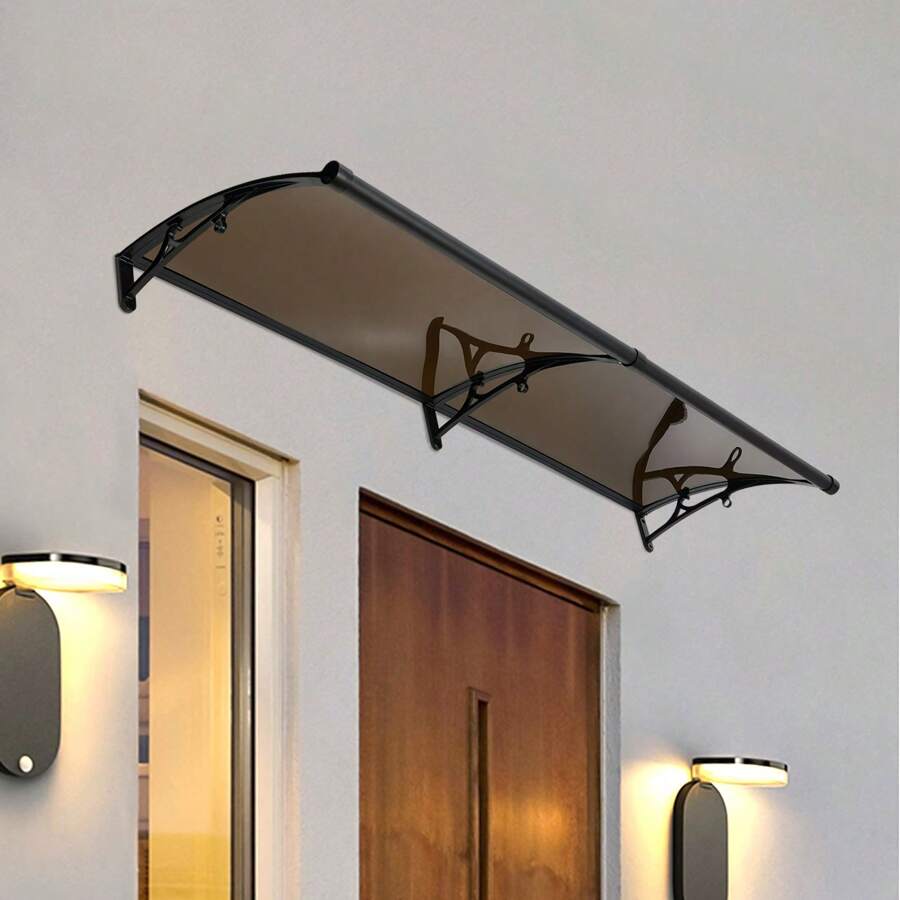 Futchoy 200*60 cm Sonnensegel Windschutz Haustür Bogen Regenschuppen Wichtiger Schutz - Braun - Übersicht 1