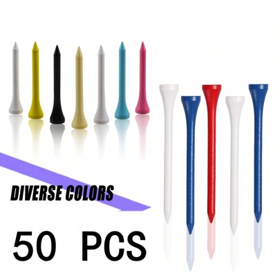50 pezzi Tee da golf in legno - Accessori da golf, riducono attrito e rotazione laterale