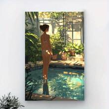 1 Pc  Swimsuit Girls Holiday Room DecorWooden Framed Canvas Painting -  Thickness 2.25cm/0.9inch,Home Gift Decoration, Room Decoration Aesthetic, Wall Decoration Art, Perfect Gift, Autumn And Winter Wall Decoration, Living Room Decoration, Bedroom Decoration, Kitchen Decoration, Entry Decoration, Bathroom Decoration, Direct Wall Painting, High Quality Wall Painting Poster