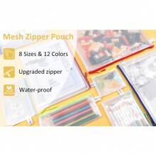 36pcs Mesh Zipper Pouch Bags,12 Colors For Storage Bags With Zipper, 8 Sizes For Reusable Plastic Zip Organizer For Travel Cosmetics - Multicolor - View 7