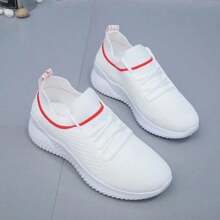 Baskets à plateforme de style coréen pour femmes - Chaussures de sport en maille respirante pour le quotidien, les loisirs et l'école - Chaussures à la mode et polyvalentes pour les jeunes femmes