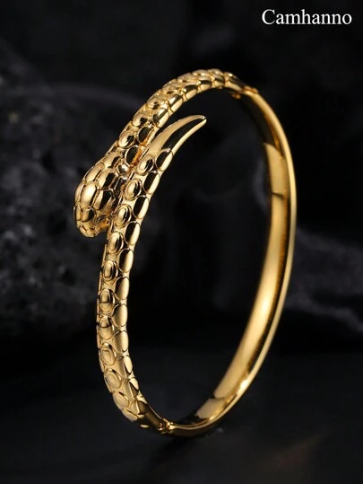 Camhanno 1pc Unisex Stackable Vintage Stainless Steel Snake Chain Bracelet, Suitable For Daily Wear And Vacation, Perfect Gift For Friends And Family