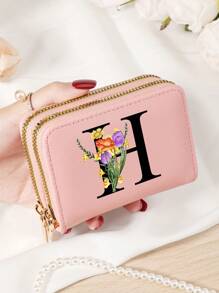 Burgundy Bag Charry Red Bag Wine Red Bag Large Capacity Multi Double Zipper Card Holder Wallet Business Card Holder Credit Card Holder Women For Women Wallet Mini Wallet Purse Wallet Card Wallet - Burgundy - View 16