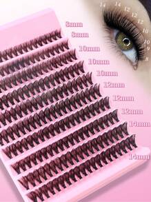 200 piezas Kit de extensión de pestañas DIY, pestañas en racimo D rizado, con pegamento para pestañas y pinzas selladas, racimos de pestañas mixtas de 8-16 mm, adecuado para uso doméstico Kit de racimos de pestañas, pestañas, pestañas postizas