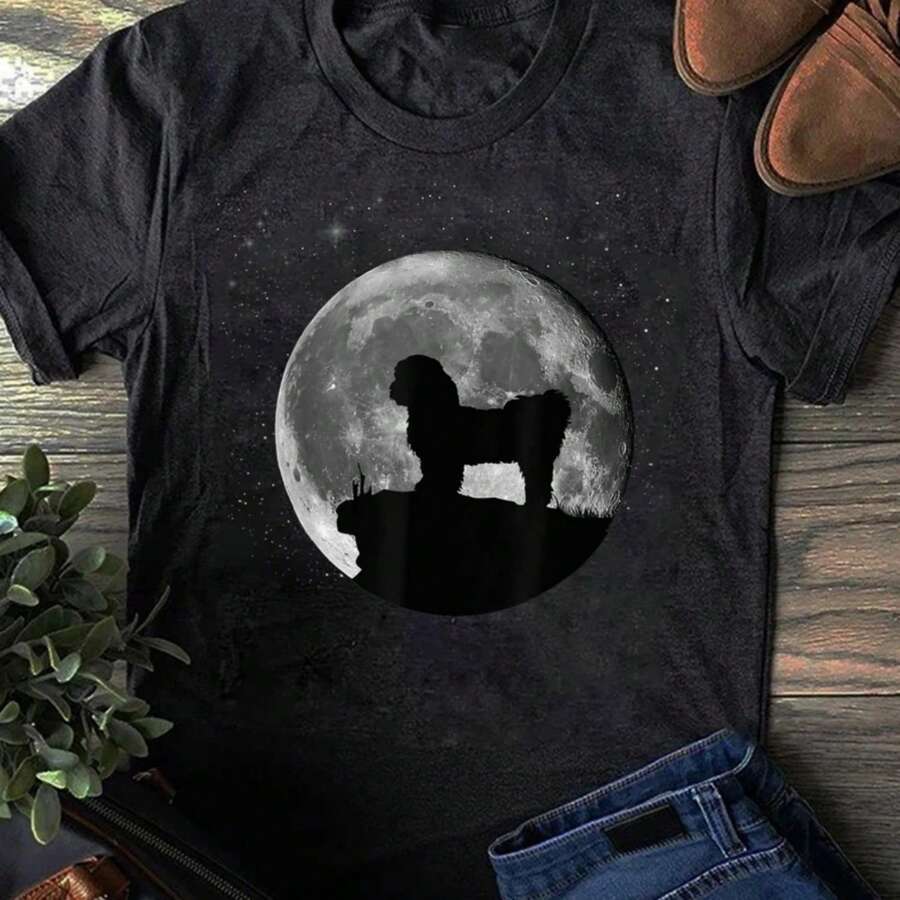 Shih Tzu Dog Moon T-Shirt - Gift For Dog Lovers - Funny Dog - Shih Tzu Mom - Mother's Day - Black - View 1