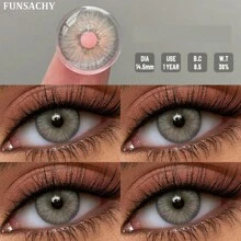 FUNSACHY 灰色彩色隐形眼镜 自然外观 蓝色眼镜片 棕色隐形眼镜 灰色隐形眼镜 绿色眼镜片 万圣节服装角色扮演 - 年拋 - 查看 4