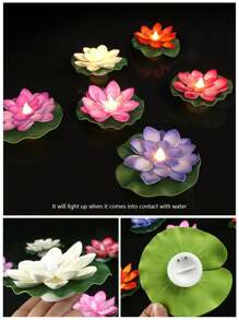 6pcs Waterproof Floating LED Lotus & Water Lily Lights, Suitable For Pool Decor, Night Light, Wish, River Or Swimming Pool Decoration