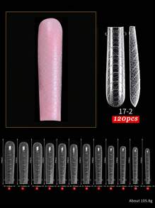 120pcs/Box Nail Art Crystal Nail Tips, Reusable Crystal Nail Extension With Patterns, Quick Gel Nail Extensions - Clear - View 10