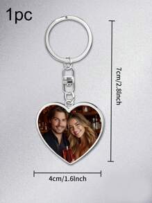 1/2 Pcs Custom Double Side Photo Heart-Shaped Keychain, Personalized Keychains With Picture, Customized Stainless Steel Key Chains, Customizable Keychains Gifts Birthday Graduation