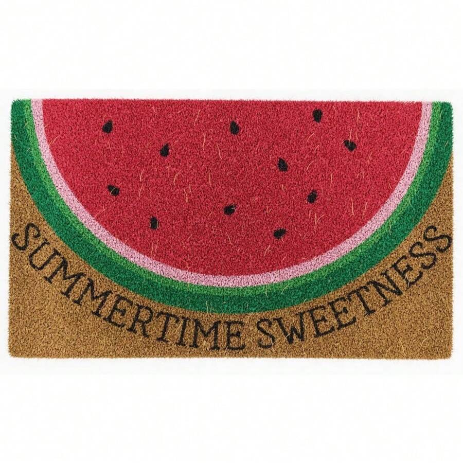 Beet It, Natural Fiber Doormat, Slip Mat Back - Watermelon - View 1