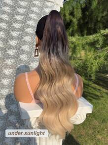 24" inch long synthetic wavy Curly Ponytail hair,black brown Claw Ponytail Extension Hair Long Natural Wavy Wave Heat Resistant Fiber Synthetic Hairpiece For Women Party cosplay Halloween Christmas Daily Used