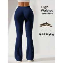 Anivas pantalones acampanados sin costura ajustados de punto para mujer, deportivo, modernos y versátiles