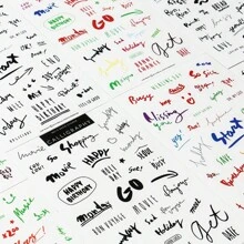 16/8pcs Cartoon Cute English Letter & Popular Phrase PVC Stickers For DIY Scrapbook, Diary Decoration, Transparent Sticker
