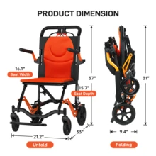 ShiningLove Super Lightweight Transport Wheelchair With Safety Lock,220 Lbs Capacity,Portable Folding Chair For Travel And Going Out - Black - View 4