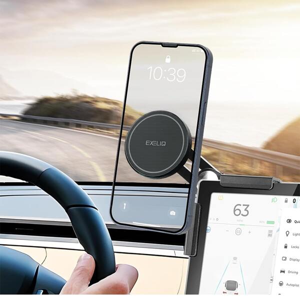exeliq Phone Mount For Model 3 Accessories 2024, For Magsafe Strongest Magnetic Tesla Phone Mount For /Y/Cybertruck Screen, Non-Adhesive For Tesla Phone Holder Fits All Phone