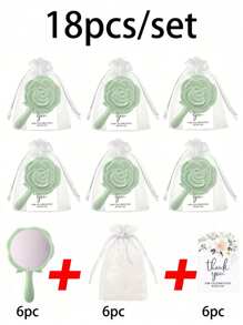 24pcs Gift Set - Rose Flower Mirror + Gift Bag + Greeting Card, Bride's Return Gift, Rose Flower Shaped Mirror, Plastic Portable Mirror, Bride's Thank You Card (With Organza Bag), Wedding Party Favor, Bridesmaid Gift (For Guests), Bridal Shower Supplies - Multicolor - View 8