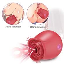 Juguete sexual con forma de rosa para estimulación clitoriana con vibración y succión, estimulador clitoriano y G-spot con 10 modos de vibración, juguete sexual para adultos