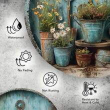 1 tấm biển lá kim loại cổ điển có thiết kế dụng cụ làm vườn và hoa, đồ trang trí nghệ thuật treo tường bằng kim loại cho gia đình, nhà hàng, quán cà phê, nhà để xe - sử dụng trong nhà và ngoài trời, kích thước 8x8 inch. Thích hợp cho sinh nhật, kỷ niệm, ngày lễ tình nhân, giáng sinh, lễ tạ ơn, ngày của mẹ và ngày của cha. Cổ điển, trang trí, quà tặng. Kiểu mẫu lỗ là ngẫu nhiên. - Nhiều màu - Xem 7